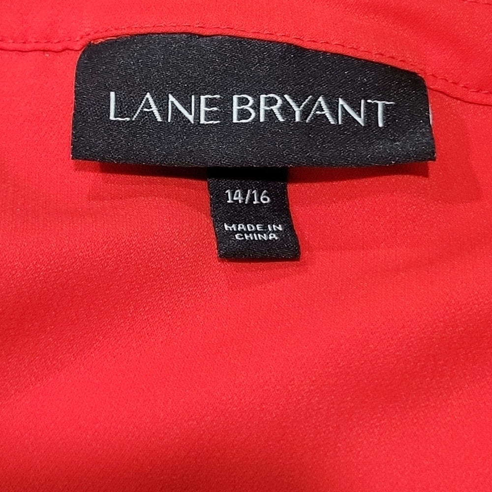 Lane Bryant 1X Red Long Sleeve Open Back Blouse - Picture 8 of 9